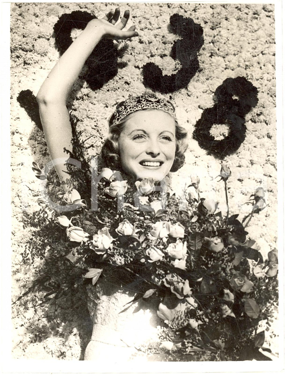 Fotografia d'epoca originale 1937 PASADENA (USA) Cheryl WALKER reginetta delle rose 1