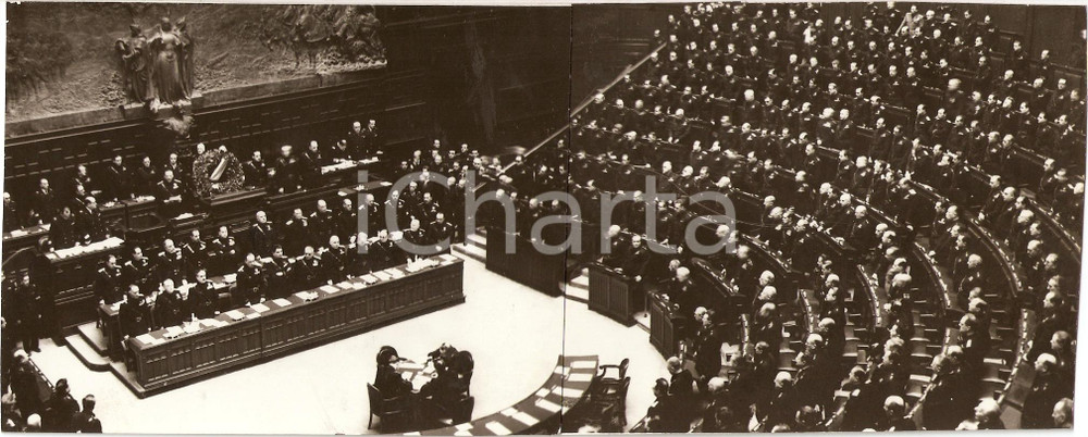 Fotografia d'epoca originale 1939 ROMA CAMERA DEPUTATI Dino ALFIERI commemora Costanzo CIANO *Foto DOPPIA 1