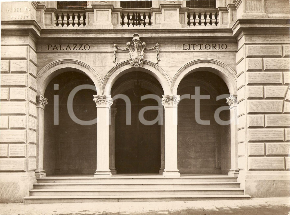 Fotografia d'epoca originale 1927 GROSSETO Ingresso principale Palazzo del LITTORIO 1