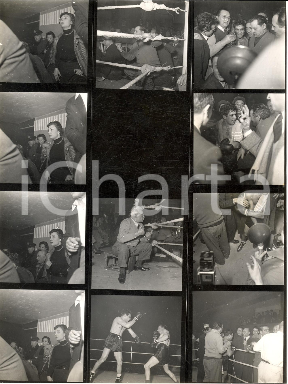 Fotografia d'epoca originale 1953 BOXE Duilio LOI vs Ernesto FORMENTI 11 PROVINI 1