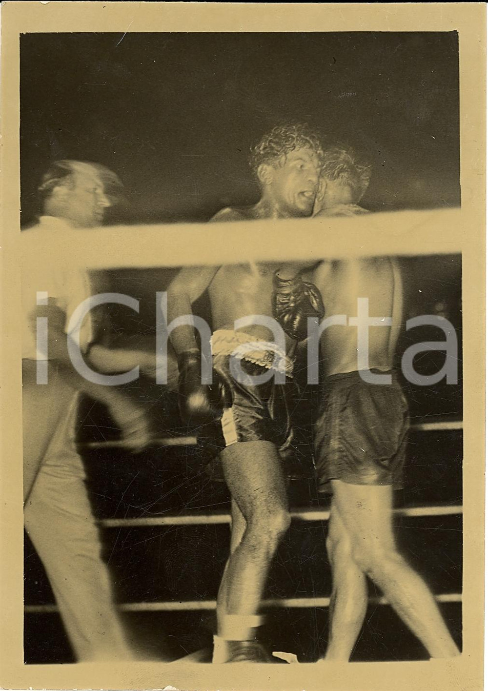 Fotografia d'epoca originale 1937 MILANO PUGILATO Due combattenti sul ring *Fotografia 13x18 cm 1