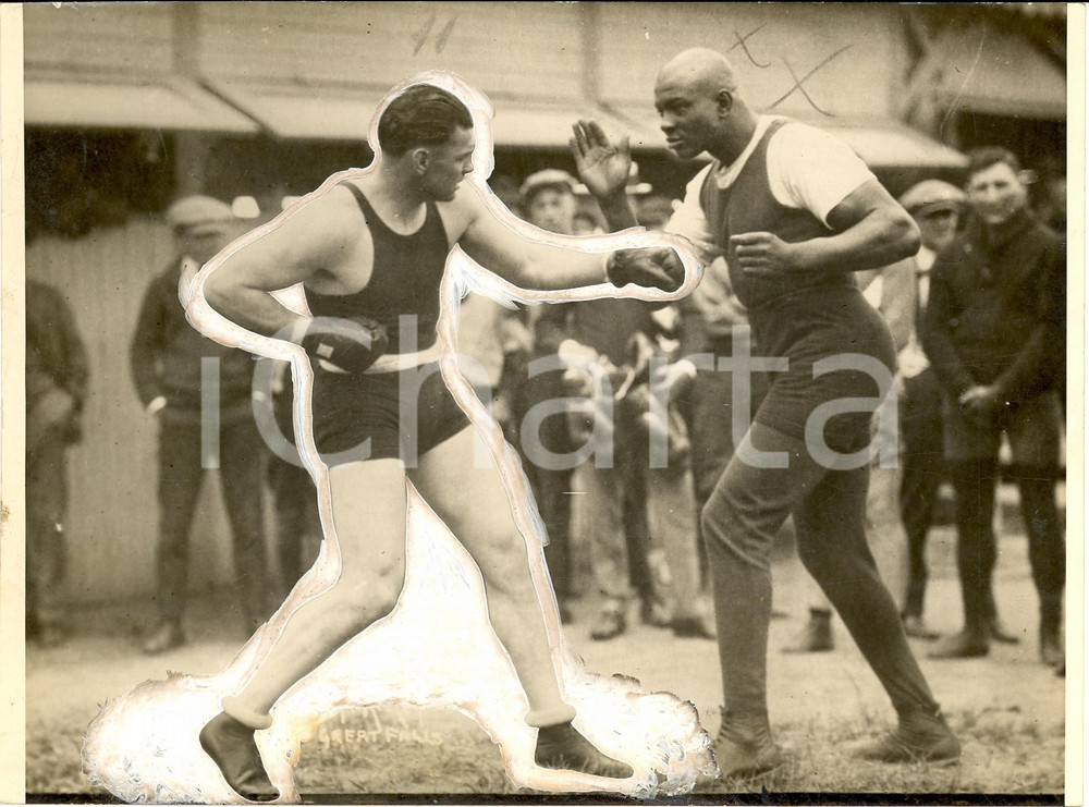 Fotografia d'epoca originale 1935 ca USA - BOXE Allenamento pugilato da strada PHOTO 1