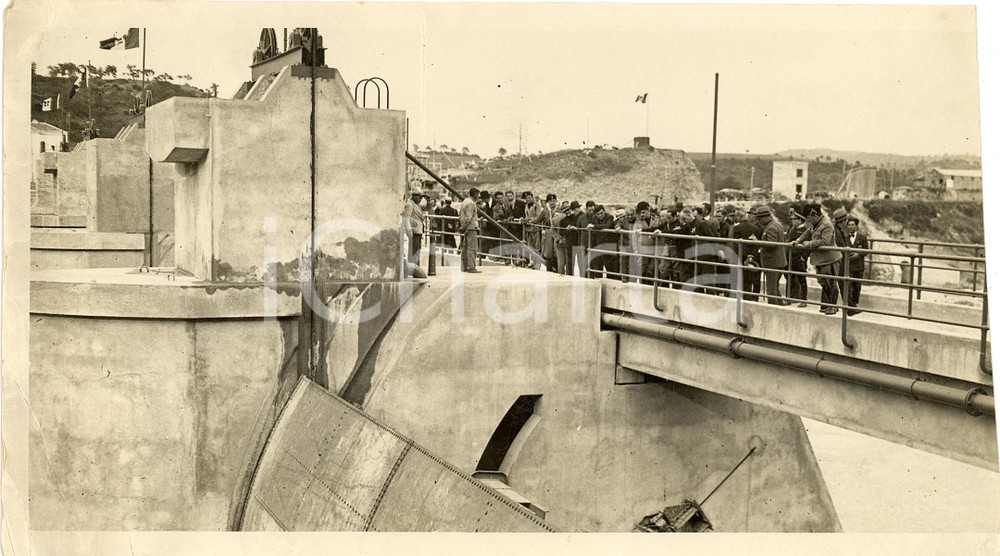 Fotografia d'epoca originale 1932 NAPOLI Achille STARACE e Matteo ADINOLFI alla diga 1