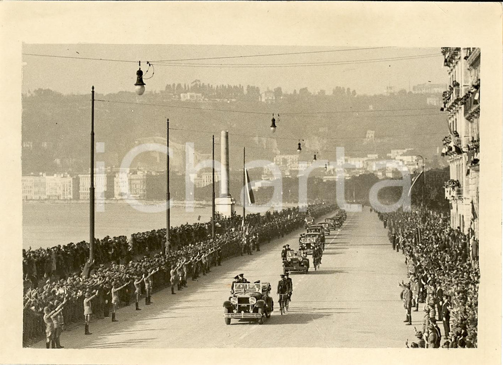 Fotografia d'epoca originale 1936 NAPOLI Reali e reggente UNGHERIA a Via CARACCIOLO 1