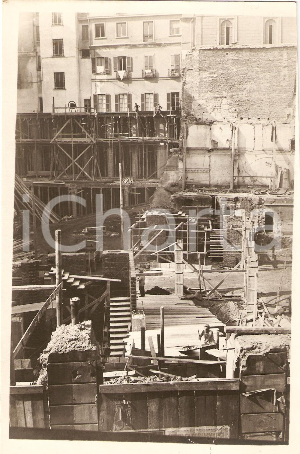 Fotografia d'epoca originale 1930 MILANO Nuovi palazzi in costruzione via MERAVIGLI 1