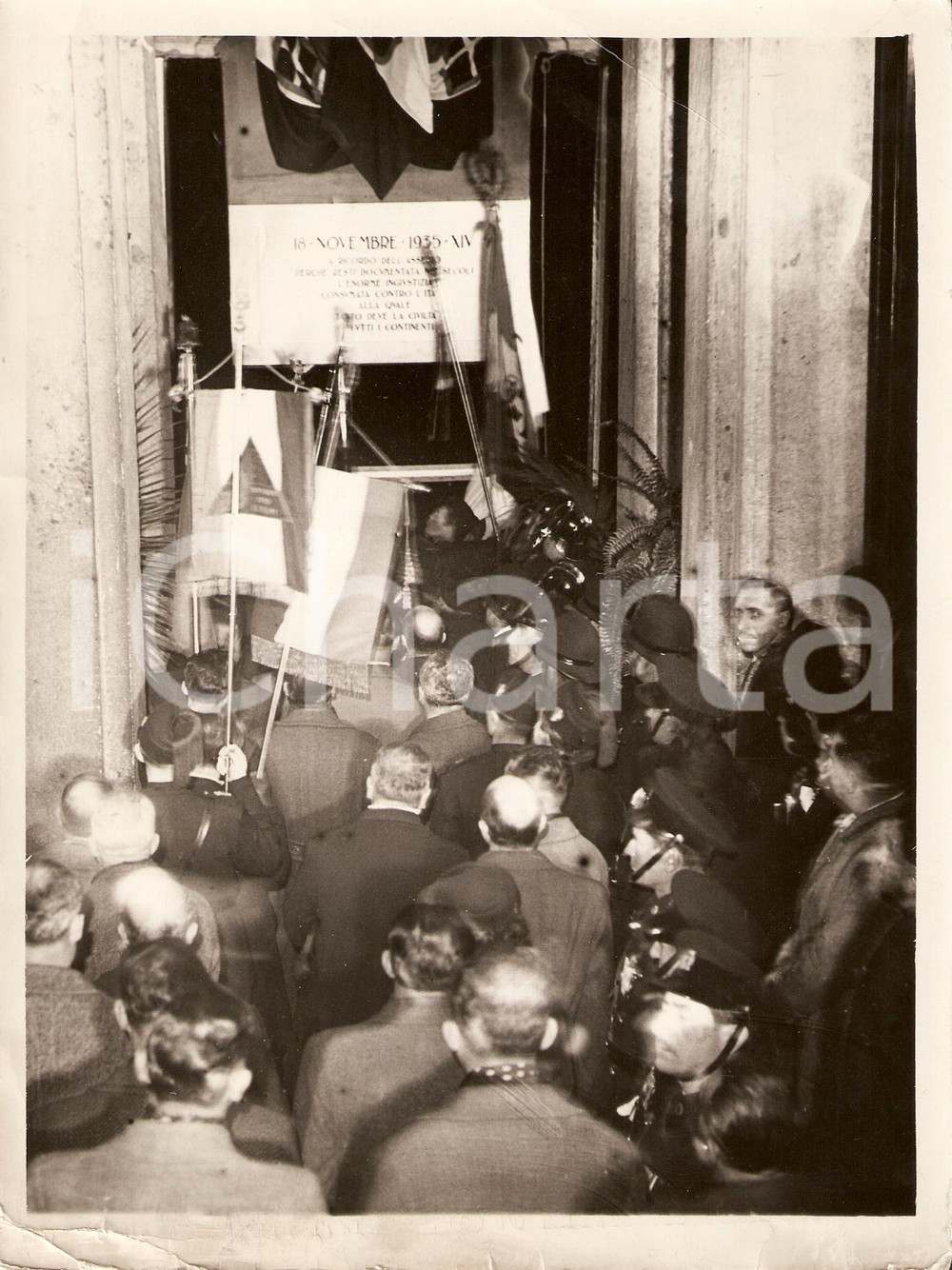 Fotografia d'epoca originale 1936 MILANO Inaugurazione lapide per Assedio Economico 1