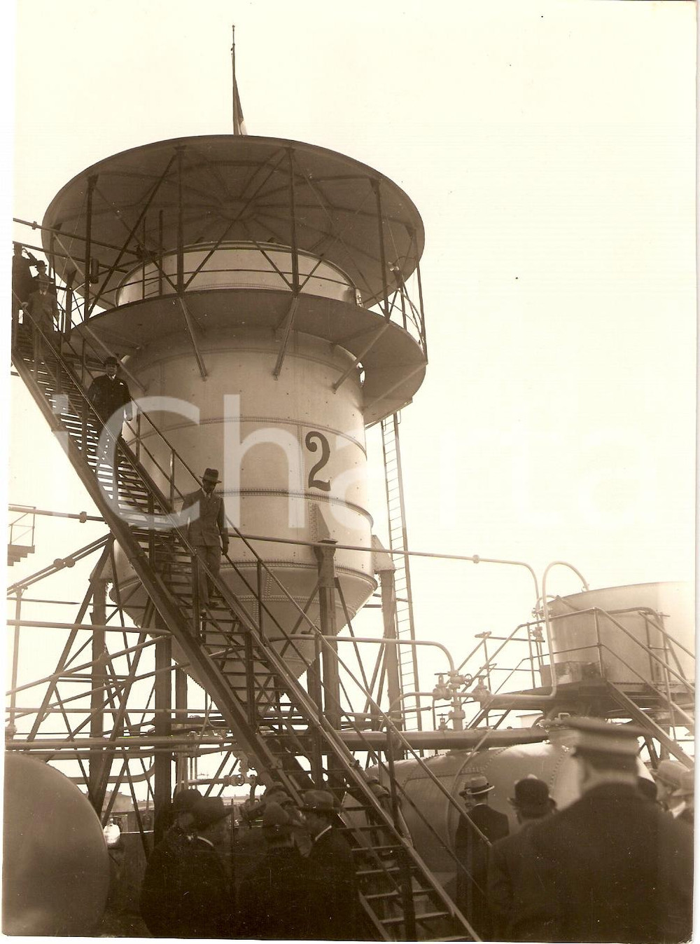Fotografia d'epoca originale 1929 LA SPEZIA AutoritÃ  visitano gli impianti del porto *Fotografia 1