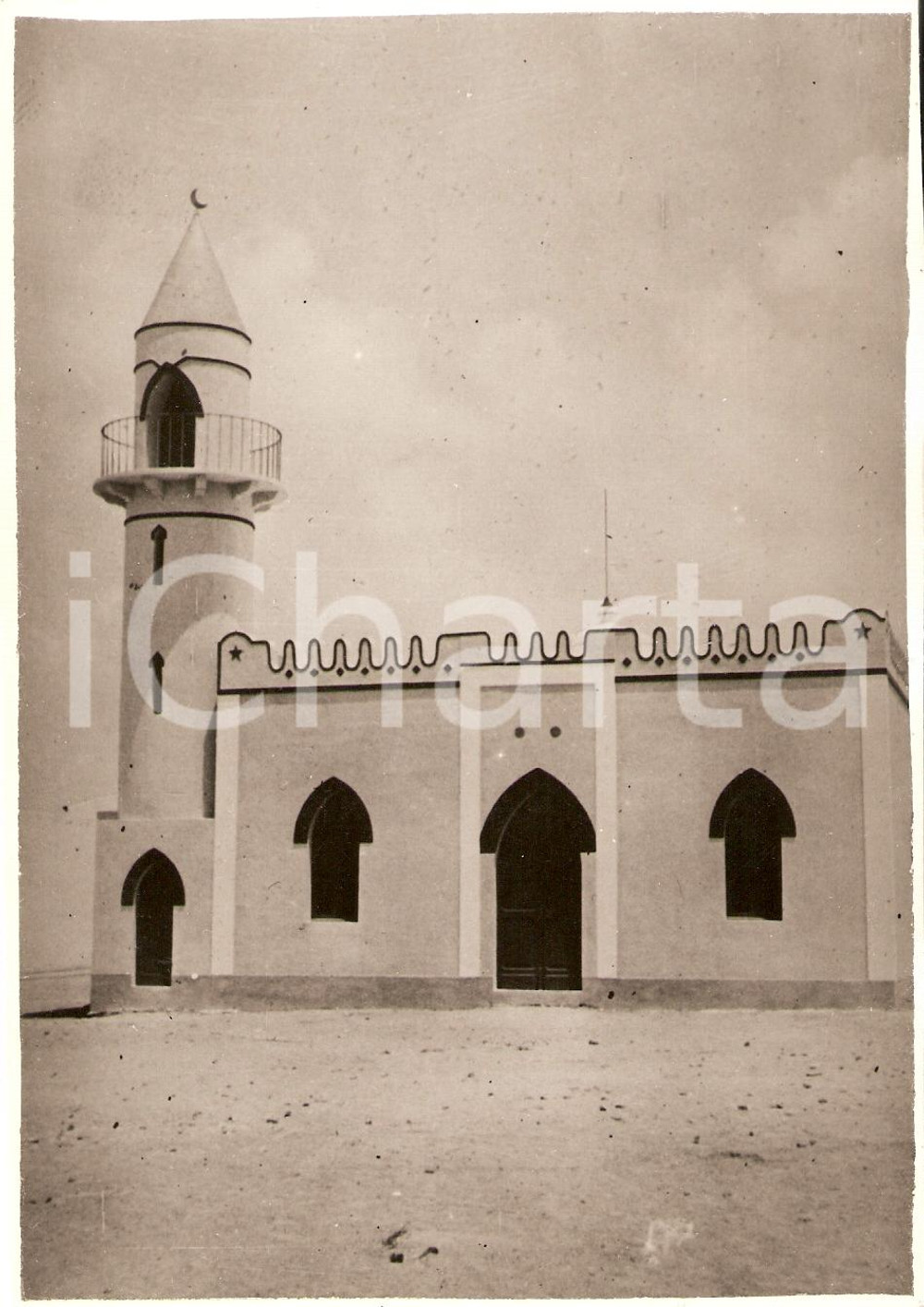 Fotografia d'epoca originale 1935 ca EL-AGHEILA (LIBIA) Facciata della moschea *Vera fotografia 1