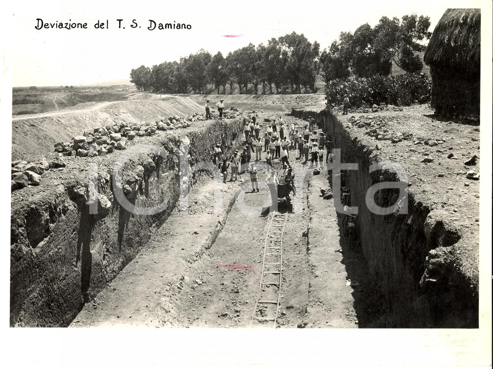 Fotografia d'epoca originale 1937 CATANIA Deviazione torrente SAN DAMIANO Animata 1