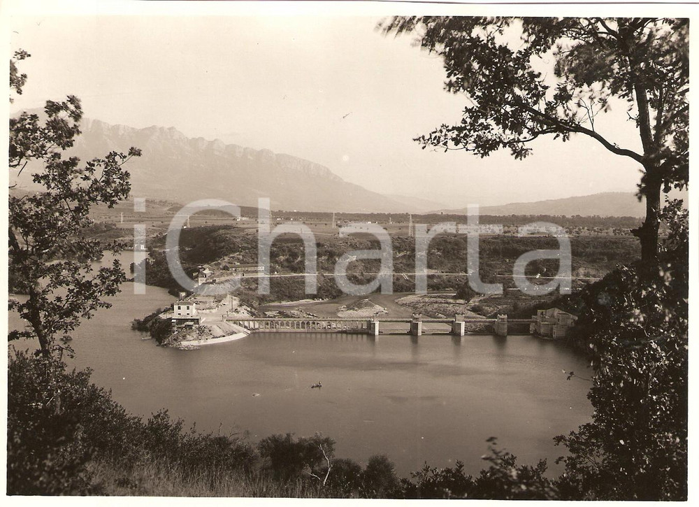Fotografia d'epoca originale 1933 BONIFICA DEL SELE Panorama aereo di invaso e diga 1