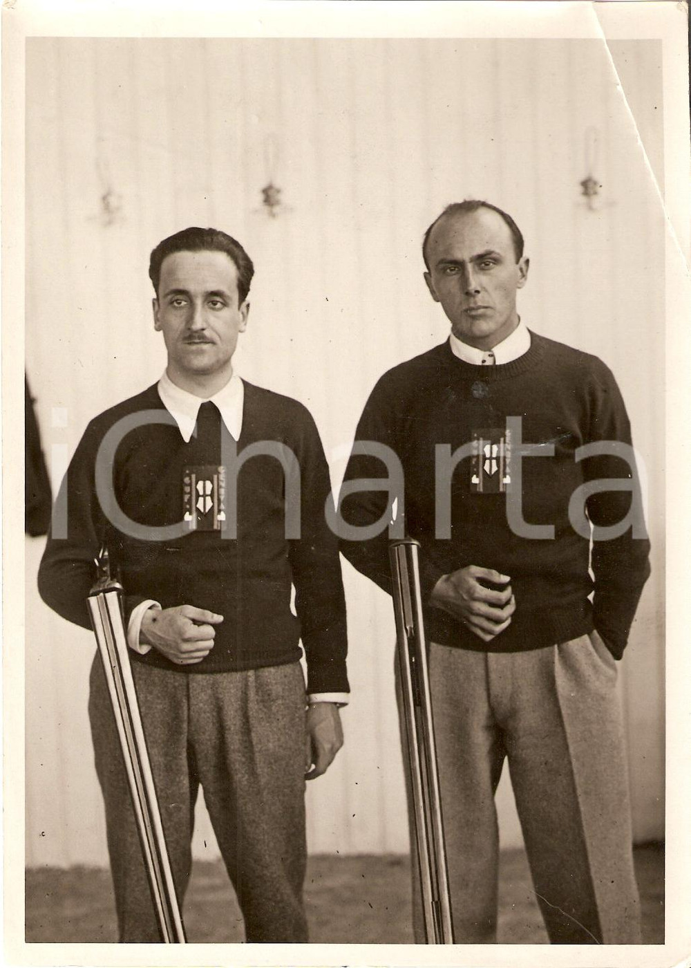 Fotografia d'epoca originale 1935 ca MILANO Renato GALLETTO Uberto ALLEGRI di GENOVA al tiro alla quaglia 1