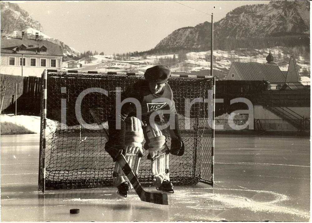 Fotografia d'epoca originale 1936 CORTINA D'AMPEZZO Inaugurazione stagione di hockey 1