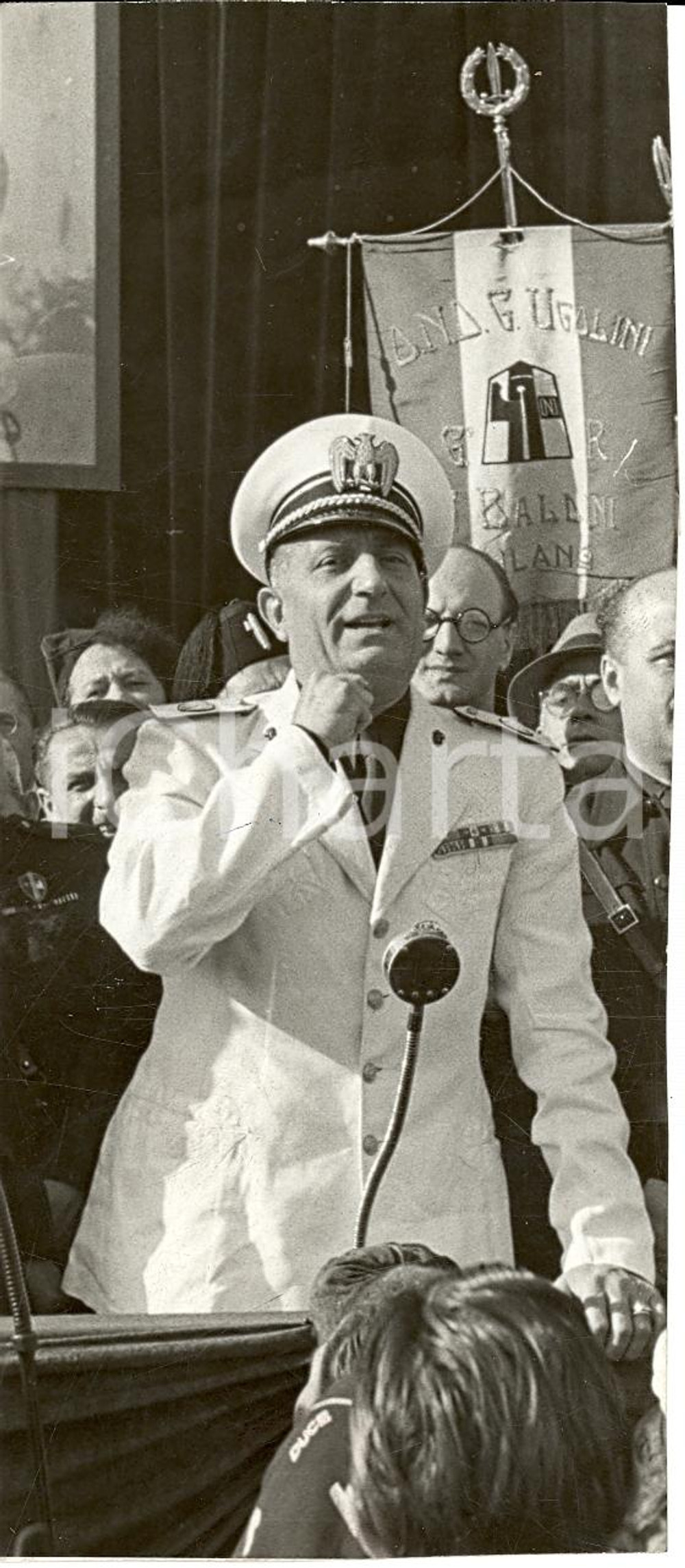 Fotografia d'epoca originale 1939 MILANO Federale Rino PARENTI con Gruppo O.N.D. UGOLINI *Fotografia 1