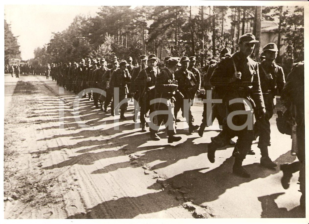 Fotografia d'epoca originale 1940 ca WW2 Truppe tedesche per fronte settentrionale 1