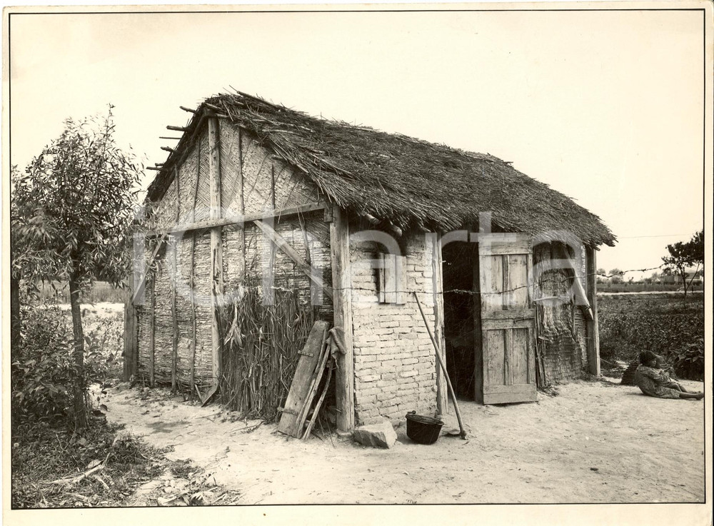 Fotografia d epoca originale 1938 PADOVA Capanne tradizionali in aperta campagna Foto GIORDANI 23x17 cm 1