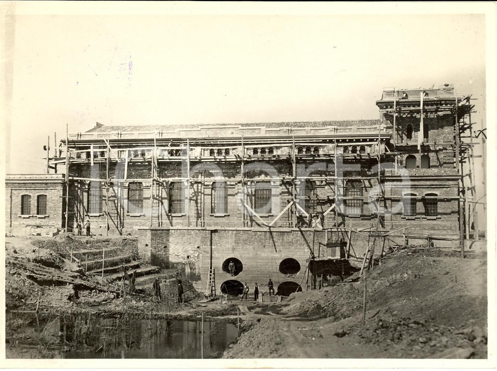 Fotografia d'epoca originale 1935 PADOVA Costruzione stabilimento idrovoro BARBEGARA 1