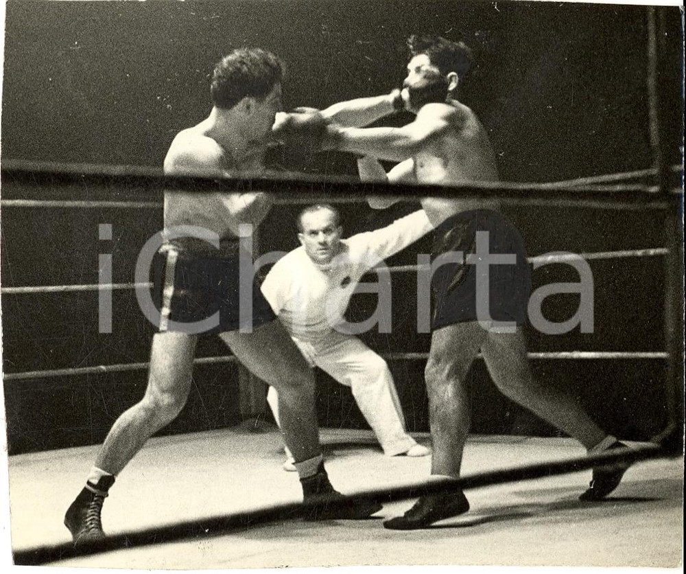 Fotografia d'epoca originale 1940 MILANO BOXE Pugile Carlo ORLANDI vs Enrico VENTURI *Fotografia 1
