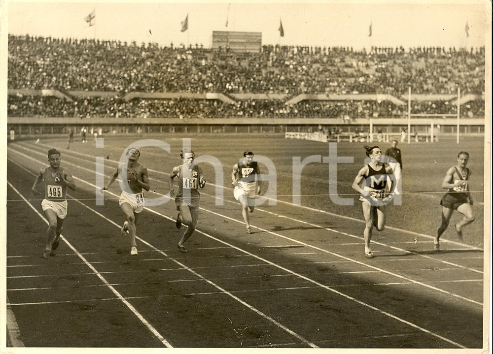Fotografia d'epoca originale 1937 TORINO Atletica *Finale corsa 100 metri LITTORIALI 1