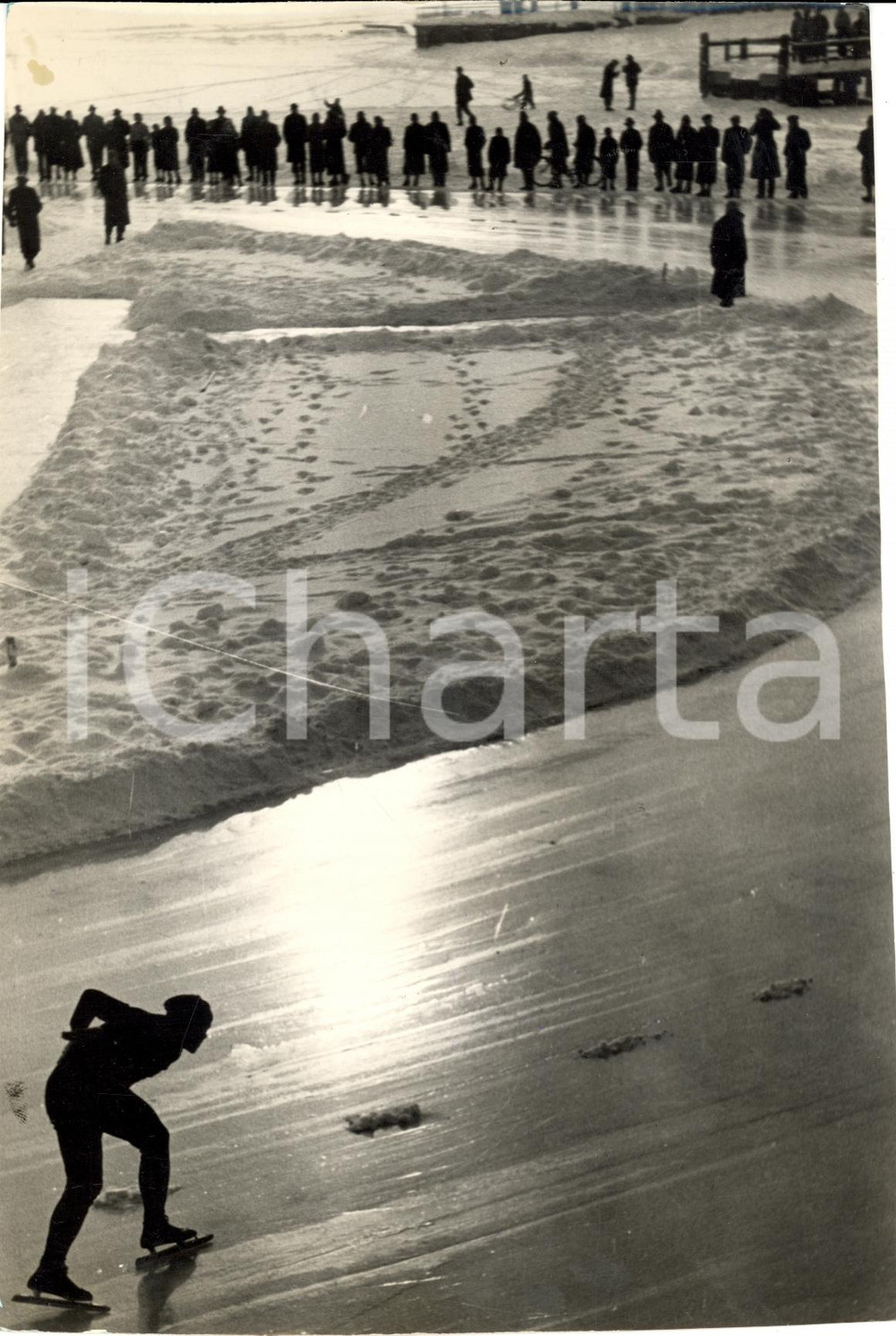Fotografia d'epoca originale 1941 BERLIN Pattinaggio sul ghiaccio *Campionati Guerra 1