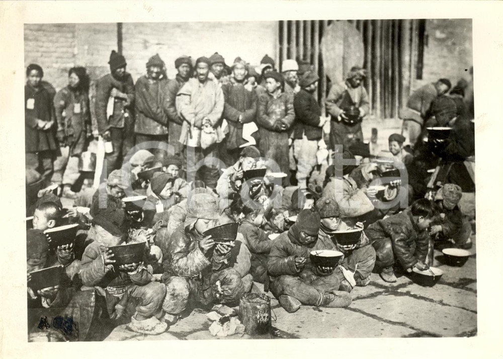 Fotografia d'epoca originale 1942 CHONGQING WW2 Profughi cinesi sfollati per guerra 1