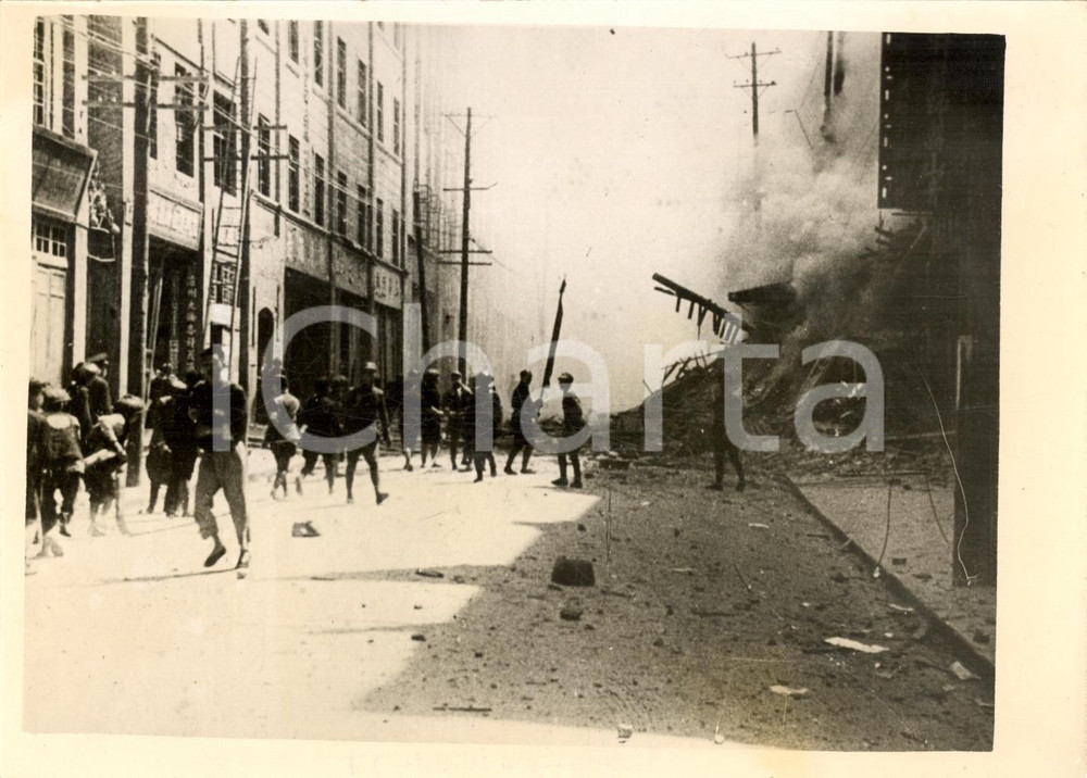 Fotografia d'epoca originale 1938 TCHOUNKING Guerra sino-giapponese Crollo di casa 1