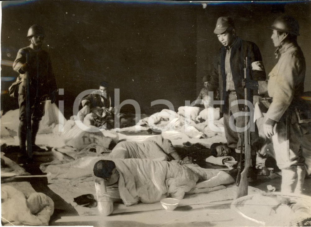Fotografia d'epoca originale 1938 NAJING Soldati cinesi feriti all'Ospedale Militare 1
