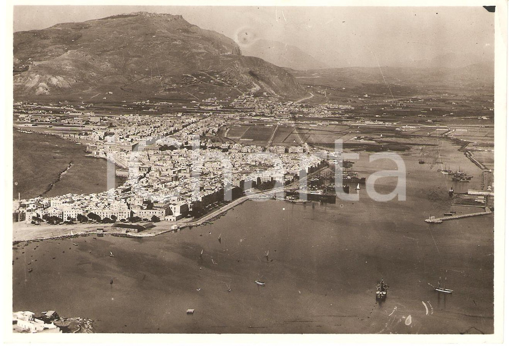 Fotografia d epoca originale 1931 TRAPANI Veduta aerea del porto  Vera FOTOGRAFIA Animata 1