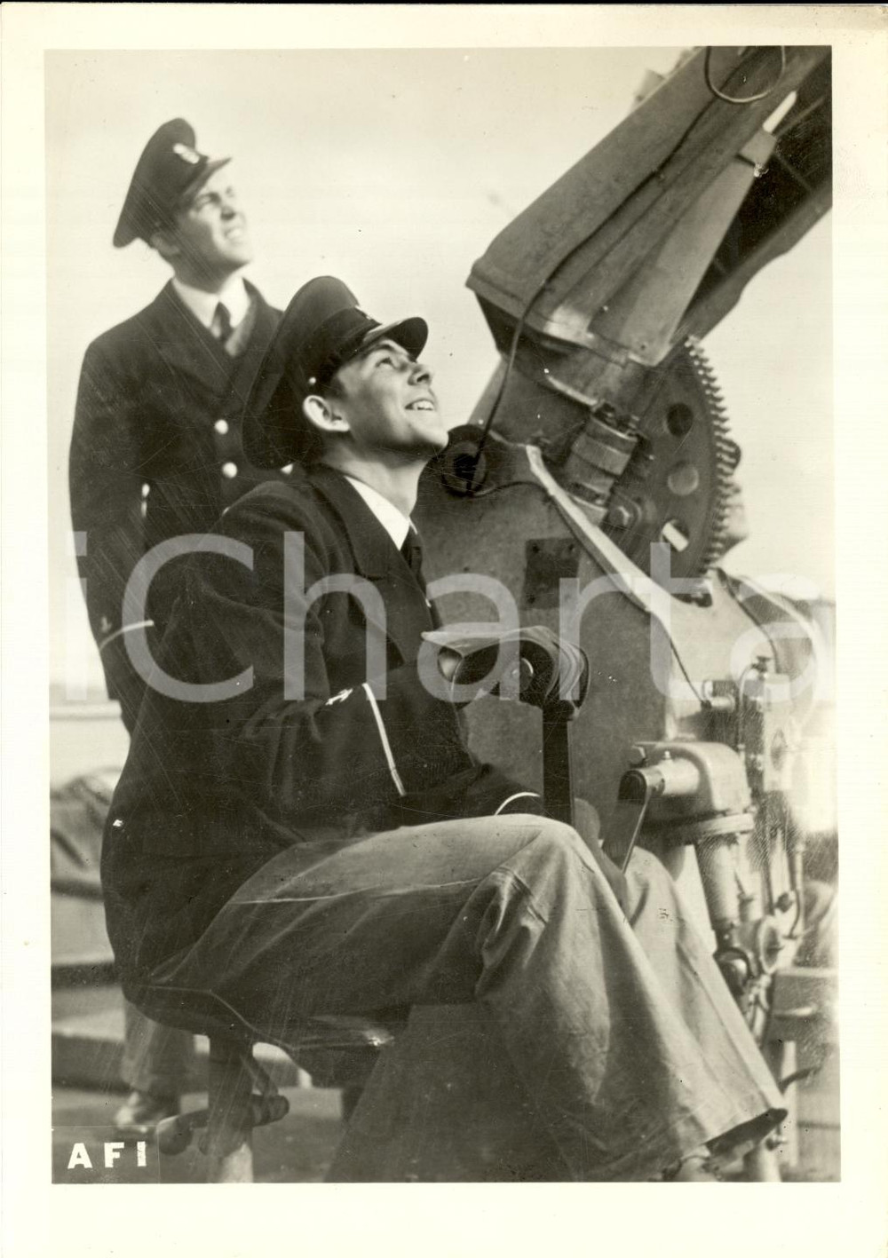 Fotografia d epoca originale 1941 STOCCOLMA Principe CARL JOHAN al cannone antiaereo Fotografia 1