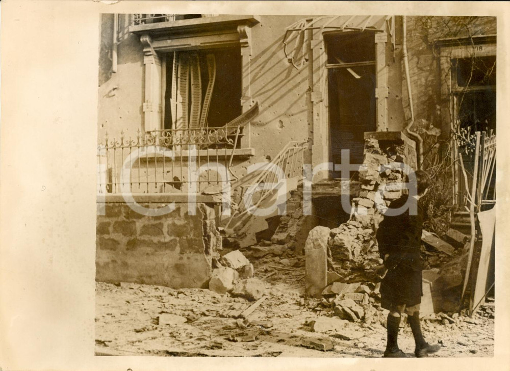 Fotografia d epoca originale 1940 NANCY F WW2 Casa distrutta dai bombardamenti tedeschi Fotografia 1
