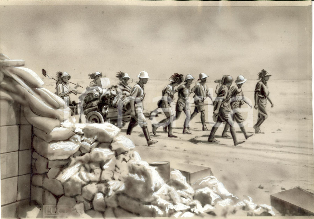 Fotografia d epoca originale 1942 LIBIA WW2 Soldati italiani in marcia nel deserto Fotografia 1
