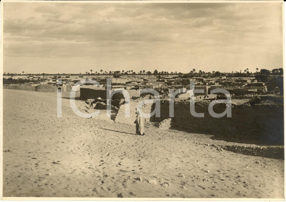 Fotografia d epoca originale 1935 ca MECHTA EL LEBBA LIBIA La cittÃ  sahariana nell oasi di Gialo Fotografia 1