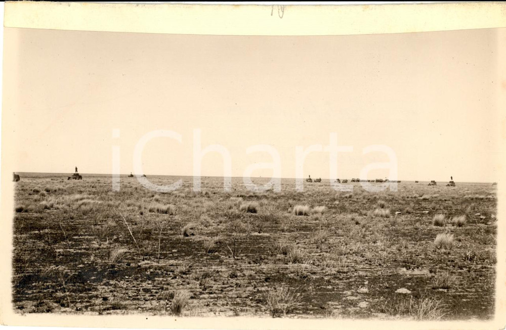 Fotografia d epoca originale 1940 ca MARMARICA LIBIA WW2 Autoblinde italiane in marcia nel deserto Foto 1