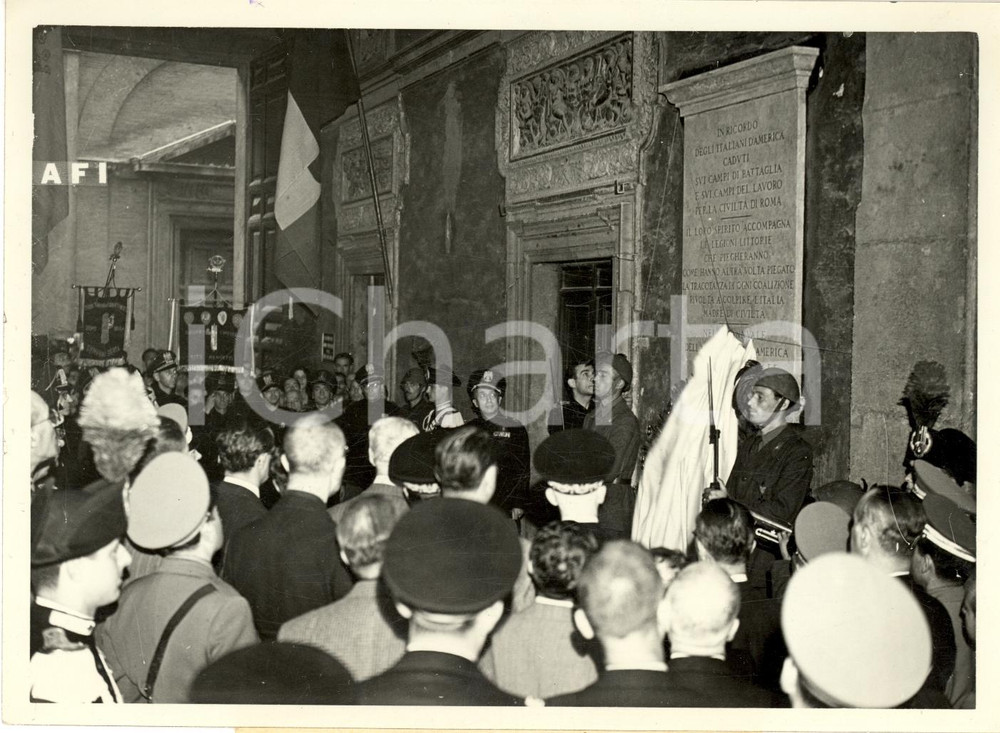 Fotografia d epoca originale 1942 ROMA WW2 Centenario colombiano Inaugurazione Lapide Caduti d AMERICA Foto 1