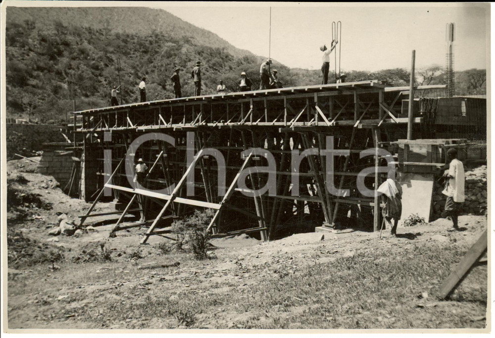Fotografia d epoca originale 1935 SOMALIA Costruzione ponte sulla strada NEFASITDECAMERE  Fotografia 1
