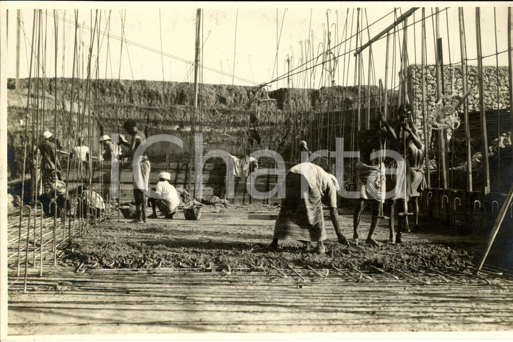 Fotografia d epoca originale 1926 GENALE Somalia Lavori costruzione diga fiume UEBI SCEBELI Fotografia 1