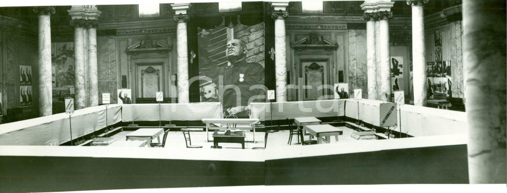 Fotografia d epoca originale 1934 MILANO Salone vecchia BORSA allestito per i Littoriali Fotografia doppia 1