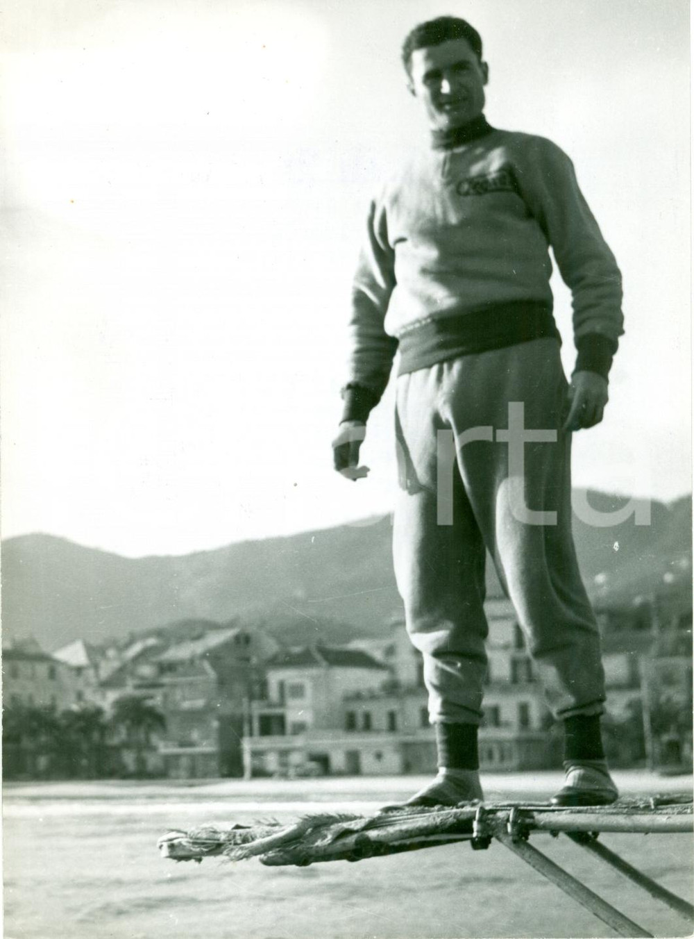 Fotografia d epoca originale 1953 CICLISMO Ritratto di Virgilio SALIMBENI durante allenamenti Foto 1