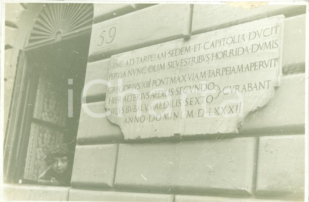 Fotografia d epoca originale 1931 ROMA Demolizione CAMPIDOGLIO Scoperta lapide alla RUPE TARPEA Foto ANIMATA 1