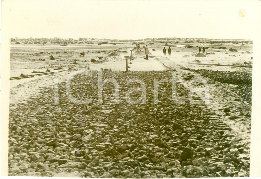 Fotografia d epoca originale 1937 TRIPOLITANIA Costruzione della strada LITORANEA Fotografia 1