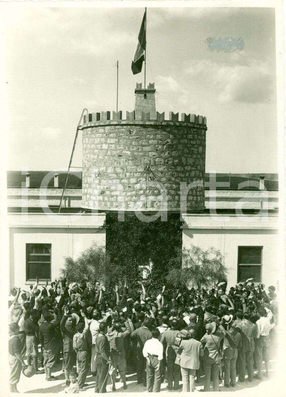 Fotografia d epoca originale 1932 BARCE LIBIA Omaggio Azzurri DALMATI alla lapide dei figli del PODESTA 1