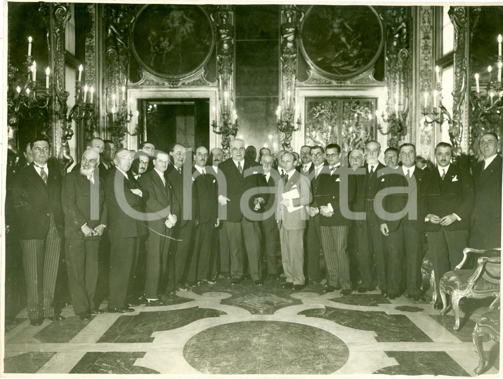 Fotografia d epoca originale 1935 GENOVA Delegati Camera Commercio di MARSIGLIA Palazzo SAN GIORGIO Foto 1
