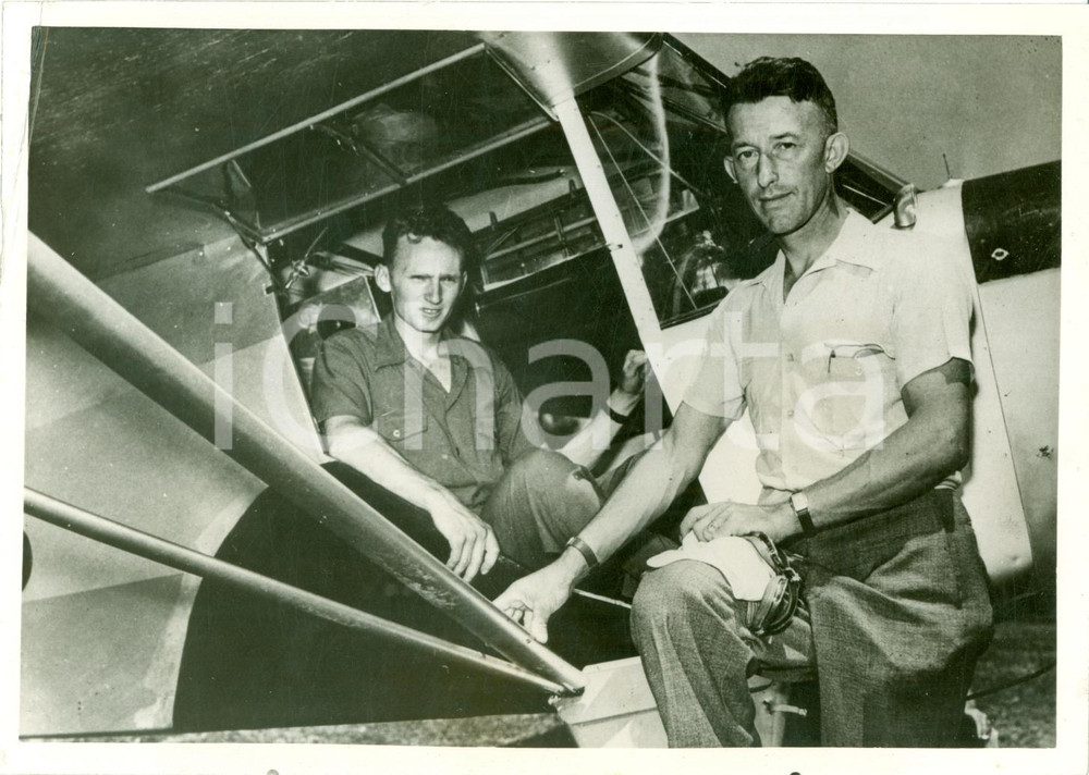 Fotografia d epoca originale 1939 AERONAUTICA Hunter e Humphrey MOODY record durata in volo 12 giorni FOTO 1