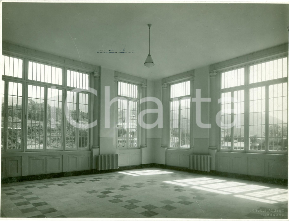 Fotografia d epoca originale 1933 GENOVA QUARTO Veranda nuovo ospedale Psichiatrico FOTOGRAFIA 1