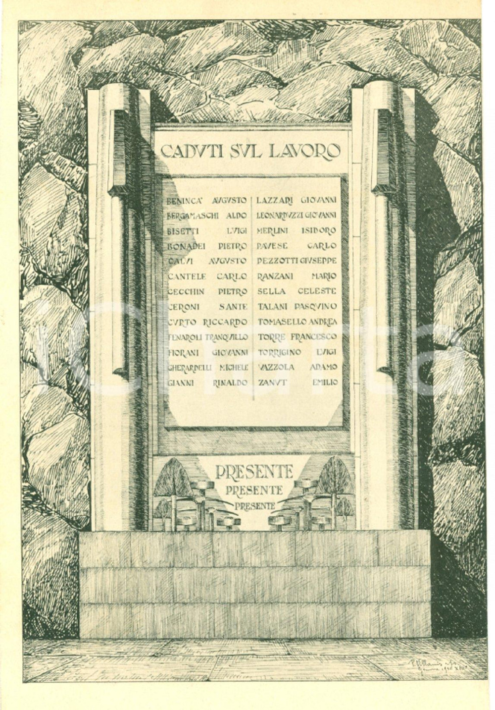 Fotografia d epoca originale 1935 GENOVA Monumento Caduti sul Lavoro FOTOGRAFIA COEVA del bozzetto 1