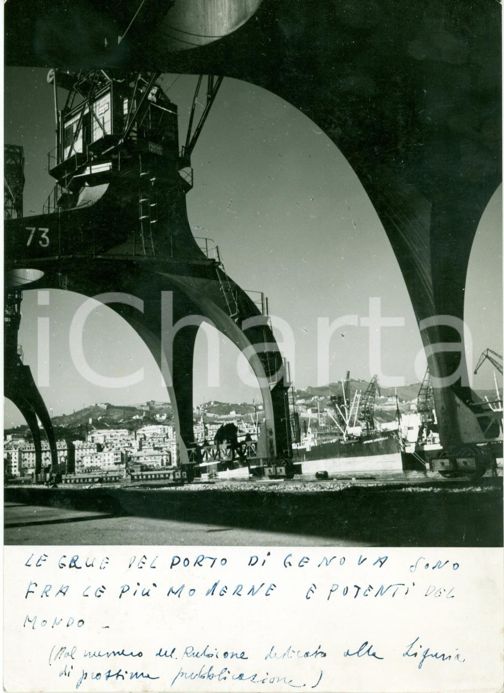 Fotografia d epoca originale 1939 GENOVA Le gru del Porto sono le piÃ¹ potenti del mondo FOTOGRAFIA 1