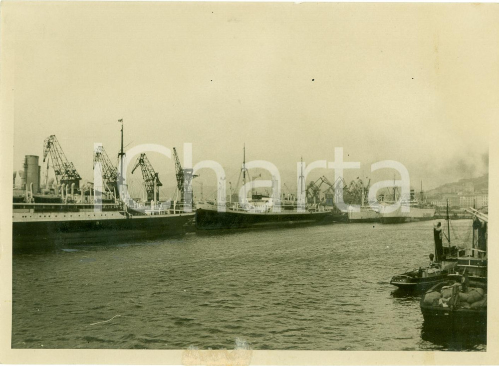 Fotografia d epoca originale 1938 GENOVA Piroscafi al porto per trasporto coloni in LIBIA Fotografia 1