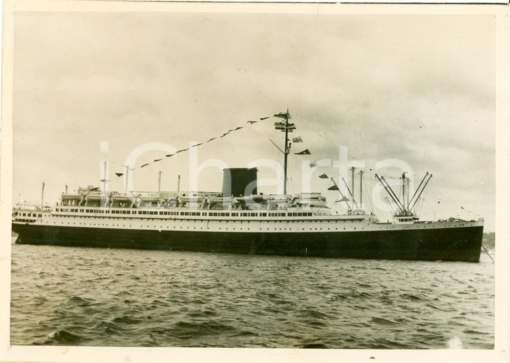 Fotografia d epoca originale 1938 LE HAVRE F Transatlantico LAFAYETTE prima dell incendio Fotografia 1