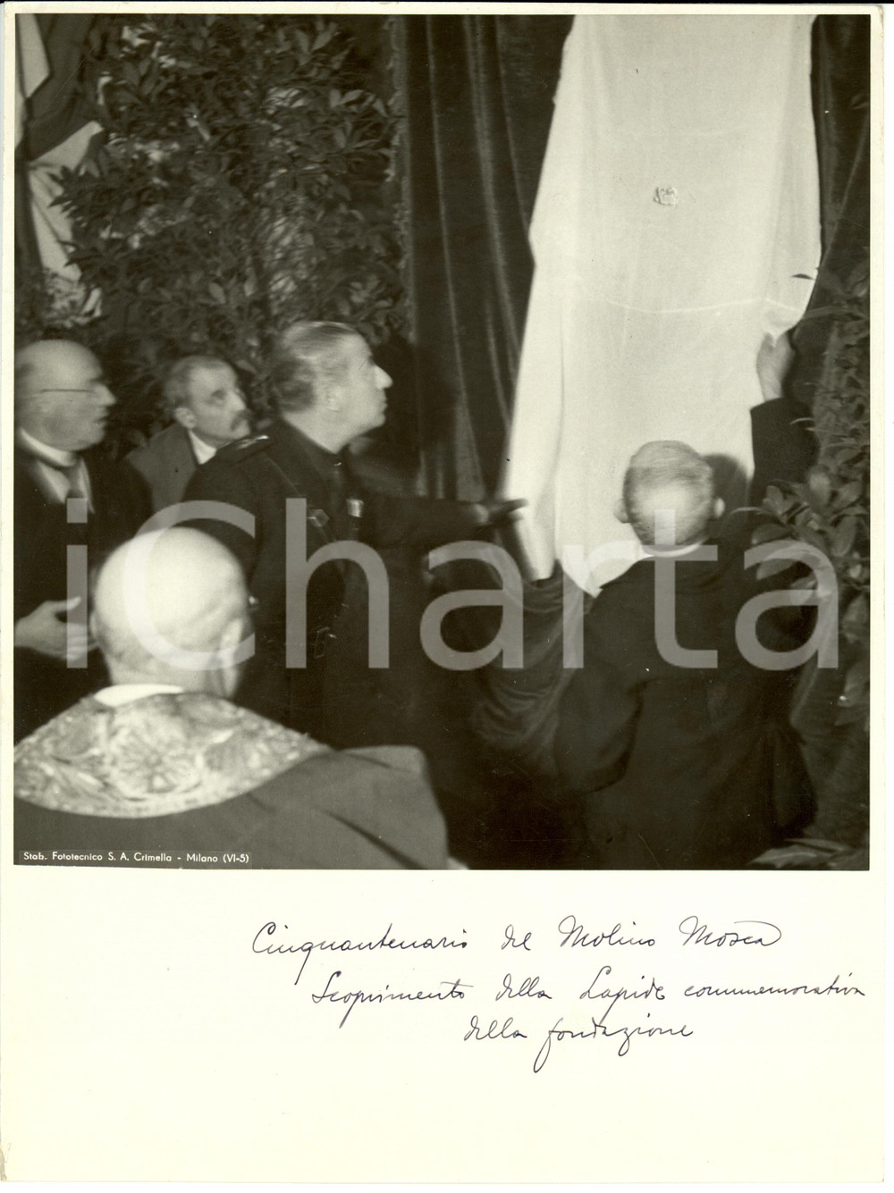 Fotografia d epoca originale 1936 Milano Cinquantenario del MOLINO MOSCA lapide commemorativa Fotografia 1