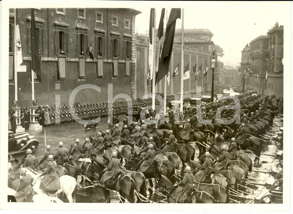 Fotografia d epoca originale 1939 ROMA Corteo di Papa PIO XII dopo visita SOVRANI ITALIA Fotografia 1