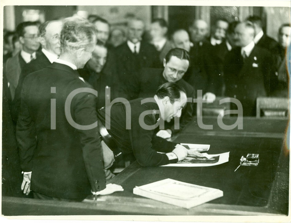 Fotografia d epoca originale 1932 MILANO Achille STARACE firma autografi Federazione seta FOTO BONAPARTE Foto 1